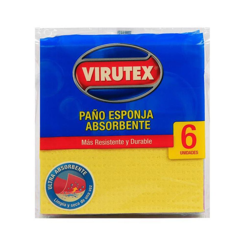 Paño Esponja Ultra Absorbente 6un. Virutex image number 0.0
